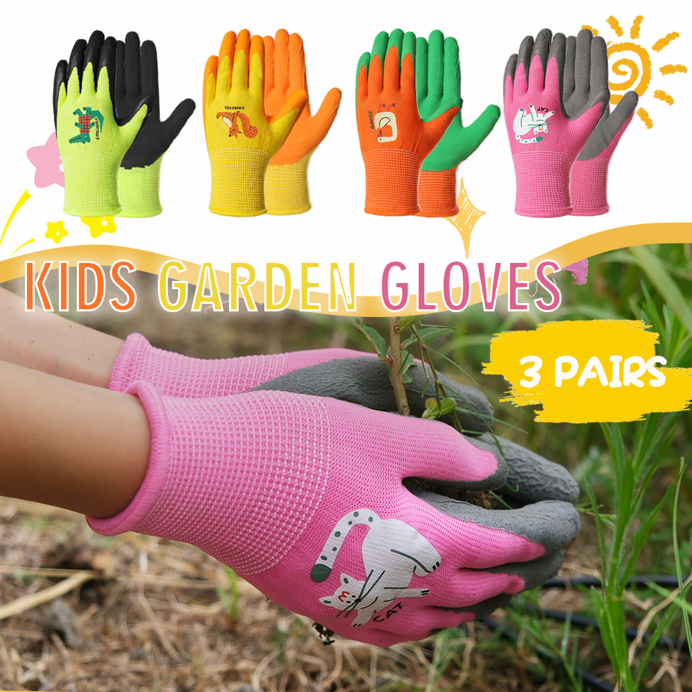Gardening Tools For Toddlers - 3 Pairs Kids Gardening Gloves Latex