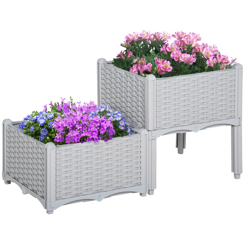 Self-Watering Planter - Outsunny 2-Piece Raised Garden Bed with