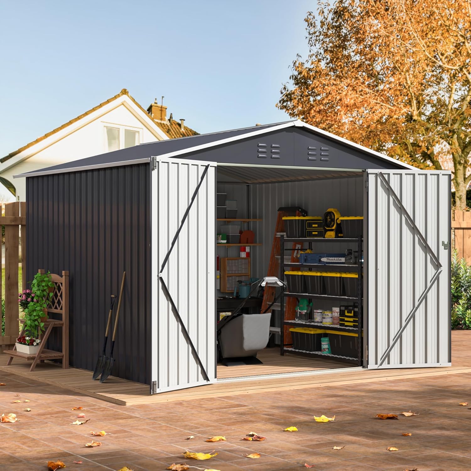 Gardening Tool - 8x8 FT Outdoor Storage Shed, Utility