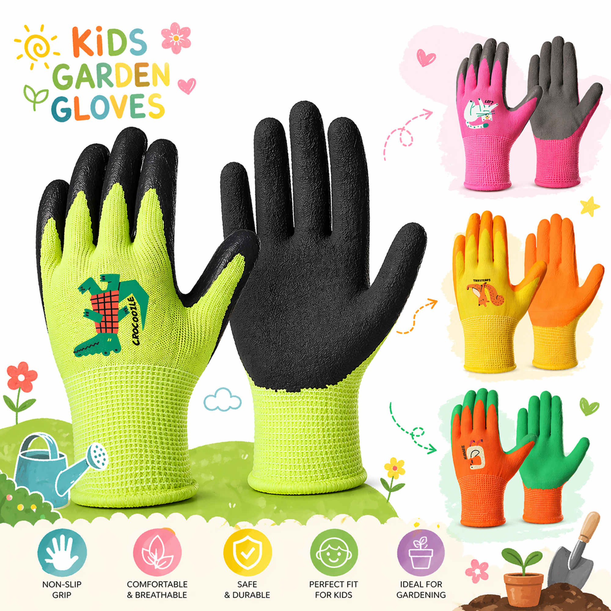 4 Pairs Kids Gardening Gloves  - Gardening Tools For Toddlers 评论和价格