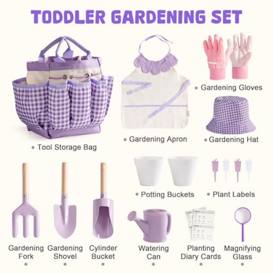 Gardening Set, 17PCS Toddler G - Gardening Tools For Toddlers 评论和价格