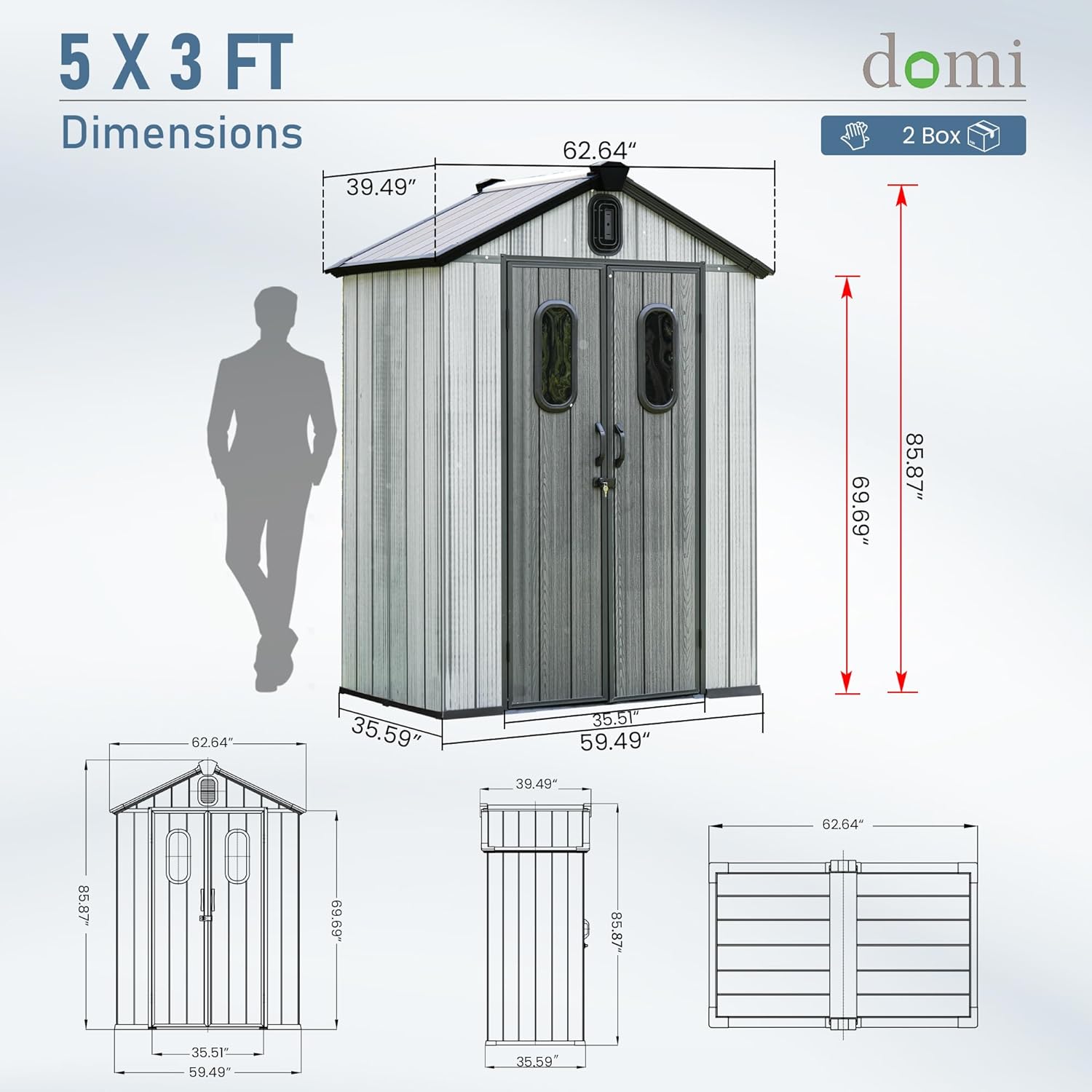 5x3 FT Resin Storage Shed All  - Gardening Tool 评论和价格