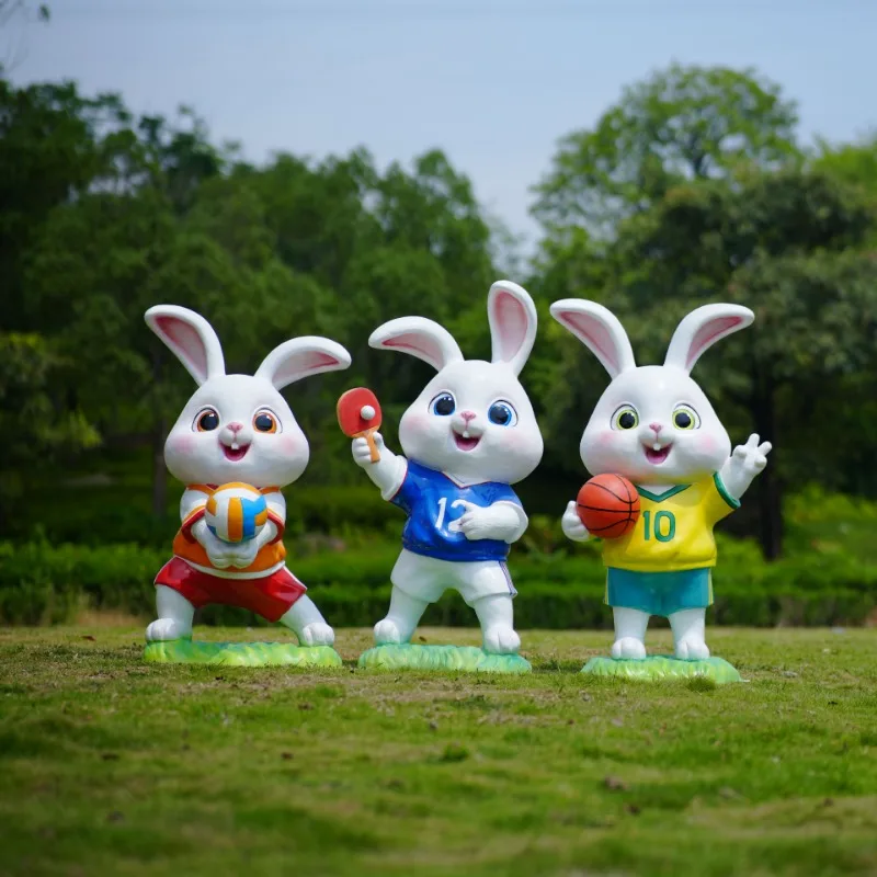 FRP cartoon sports rabbit scul - Gardening Tools Sketch 评论和价格