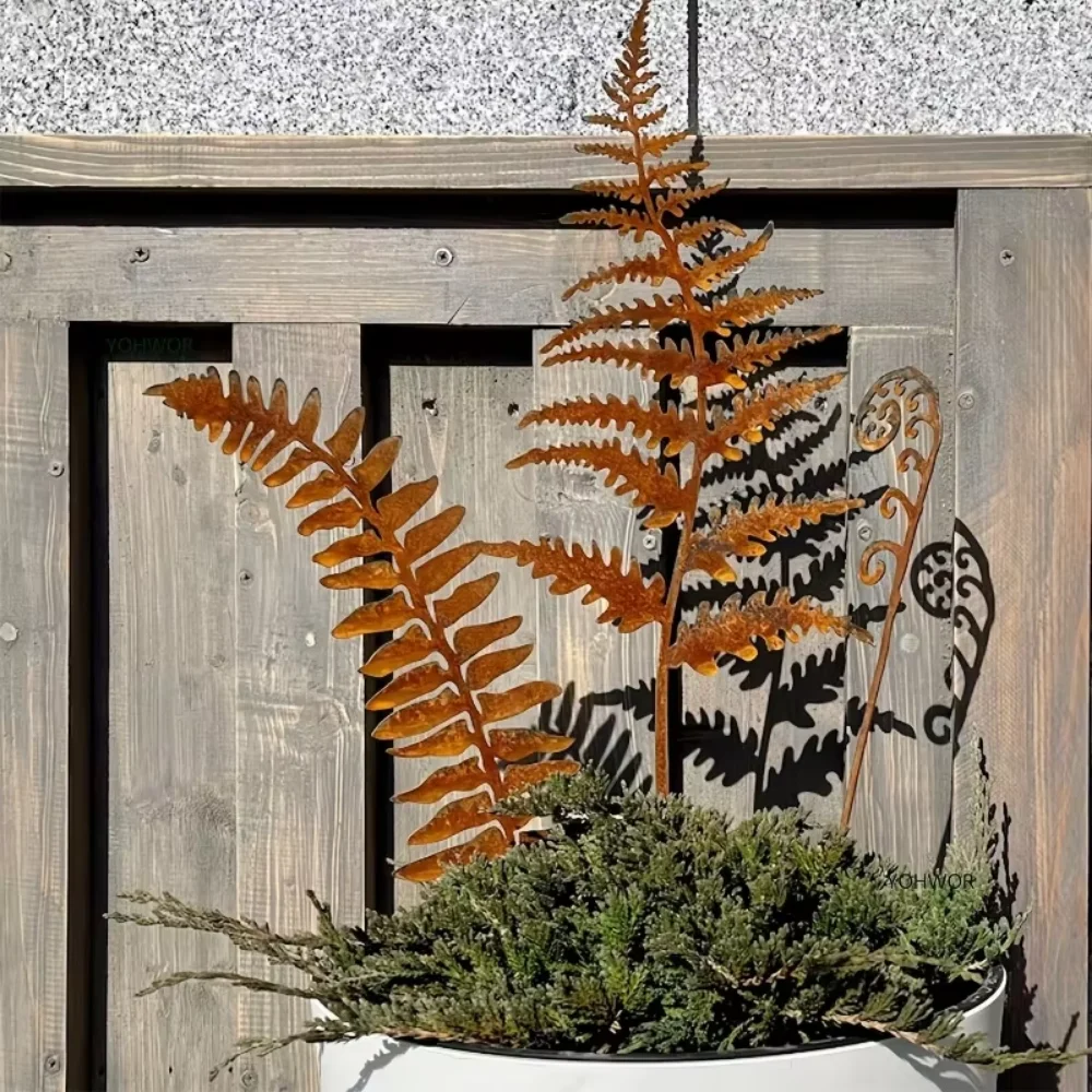 Rusty Fern Leaves Garden Stake - Gardening Tools Store 评论和价格