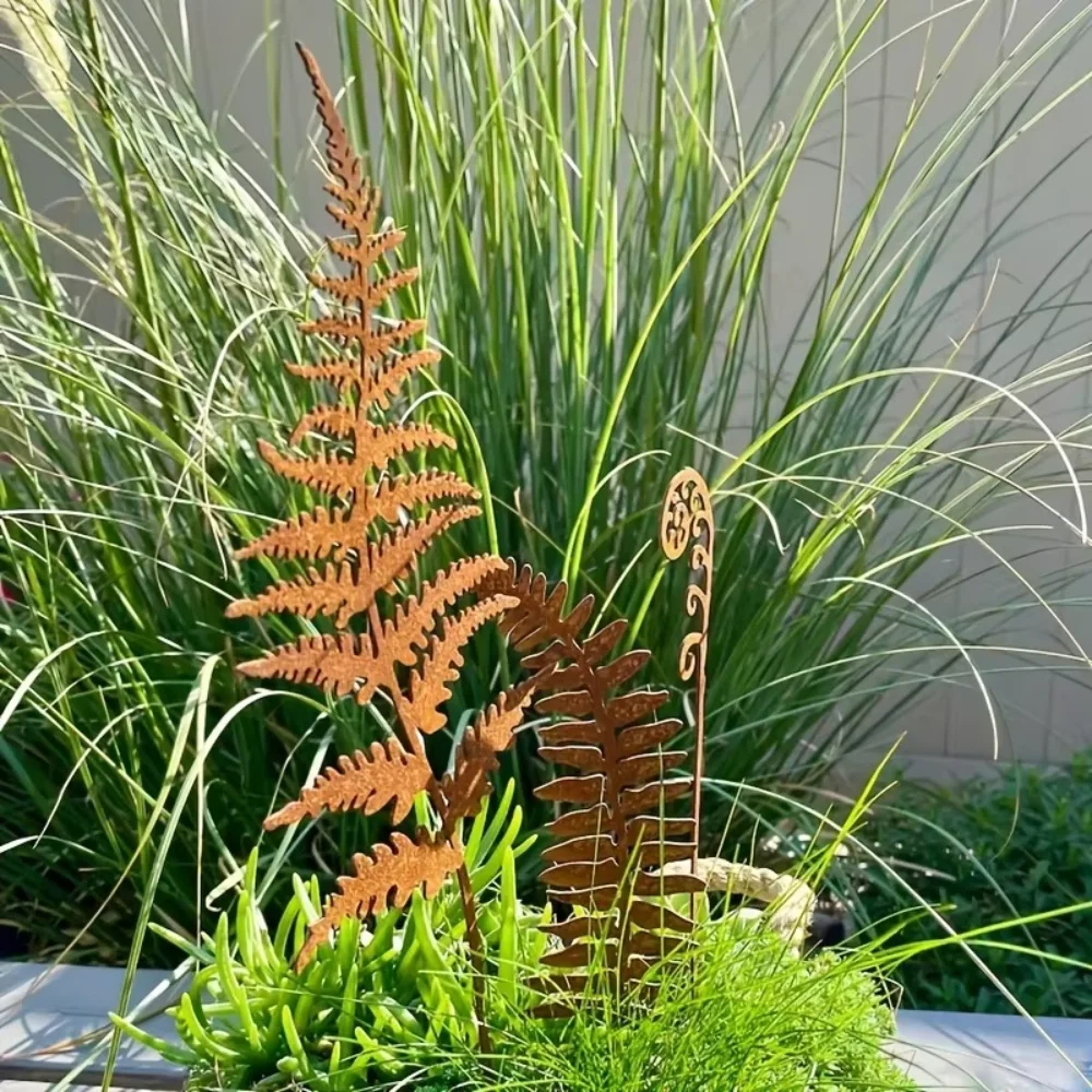 Rusty Fern Leaves Garden Stake - Gardening Tools Store 评论和价格
