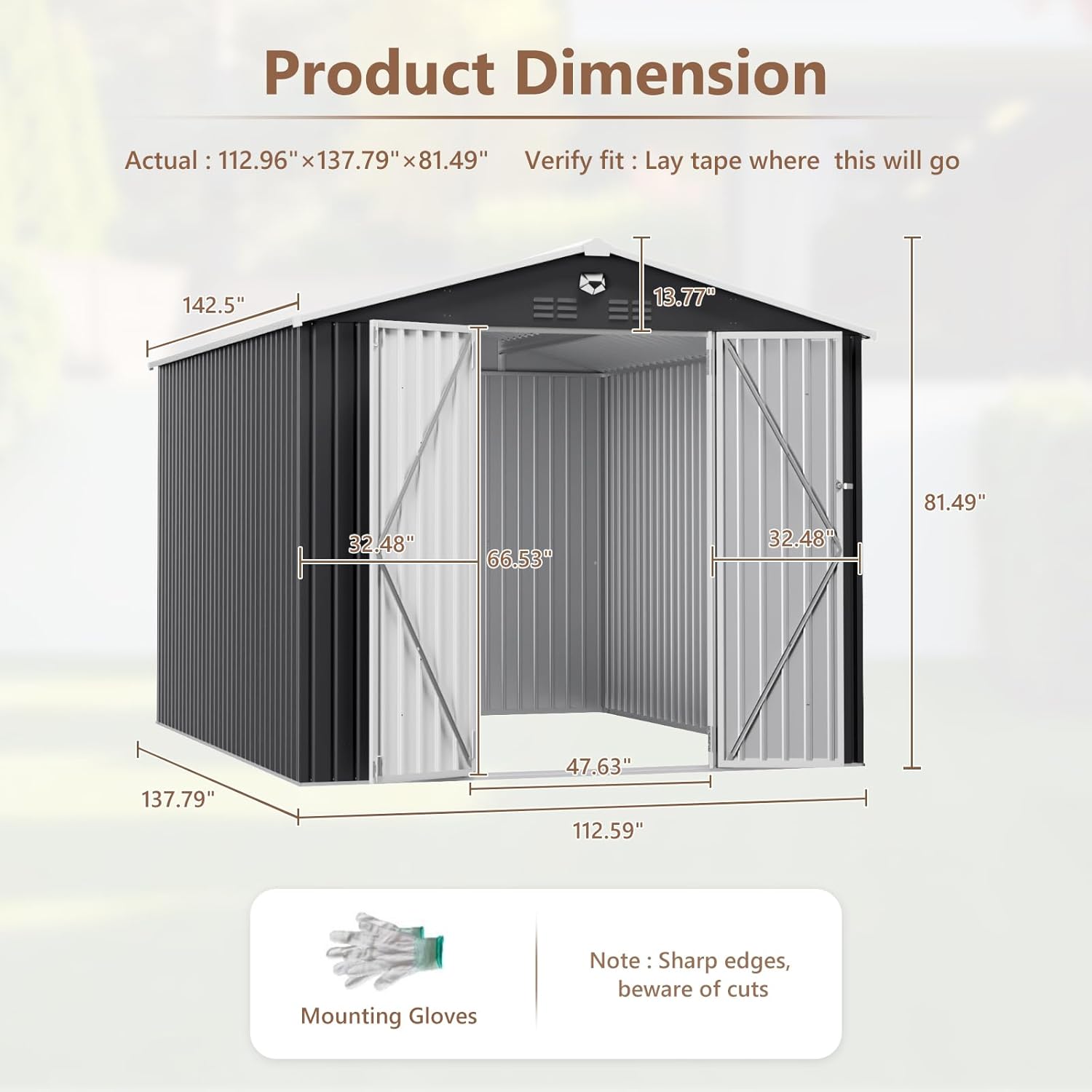 10x12 FT Metal Outdoor Storage - Gardening Yard Tools 评论和价格