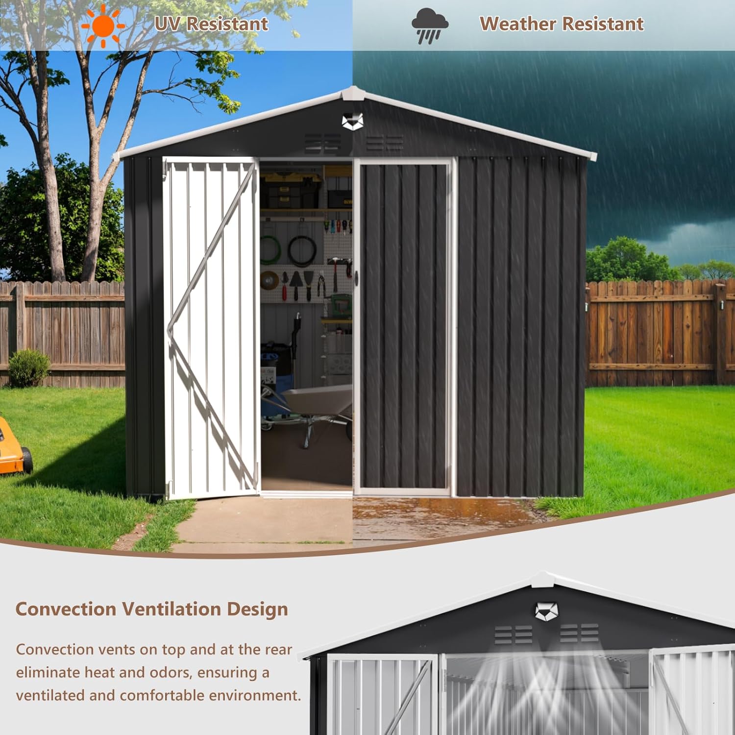 10x12 FT Metal Outdoor Storage - Gardening Yard Tools 评论和价格
