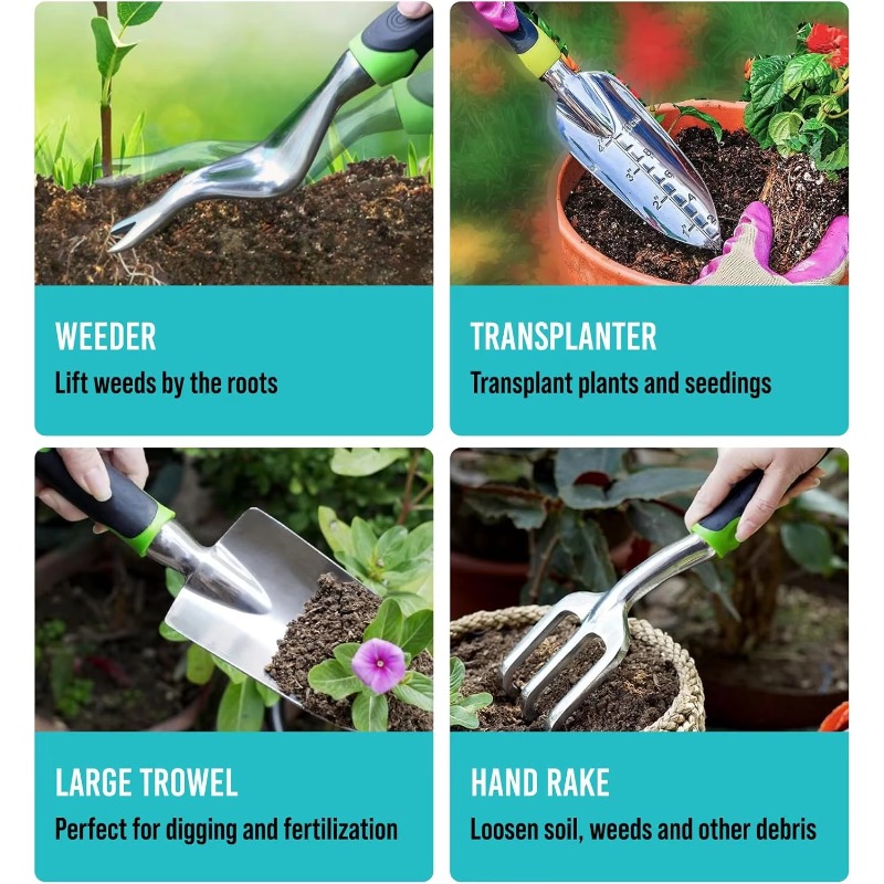 9 Pcs Ergonomic Garden Tool Se - Gardening Yard Tools 评论和价格
