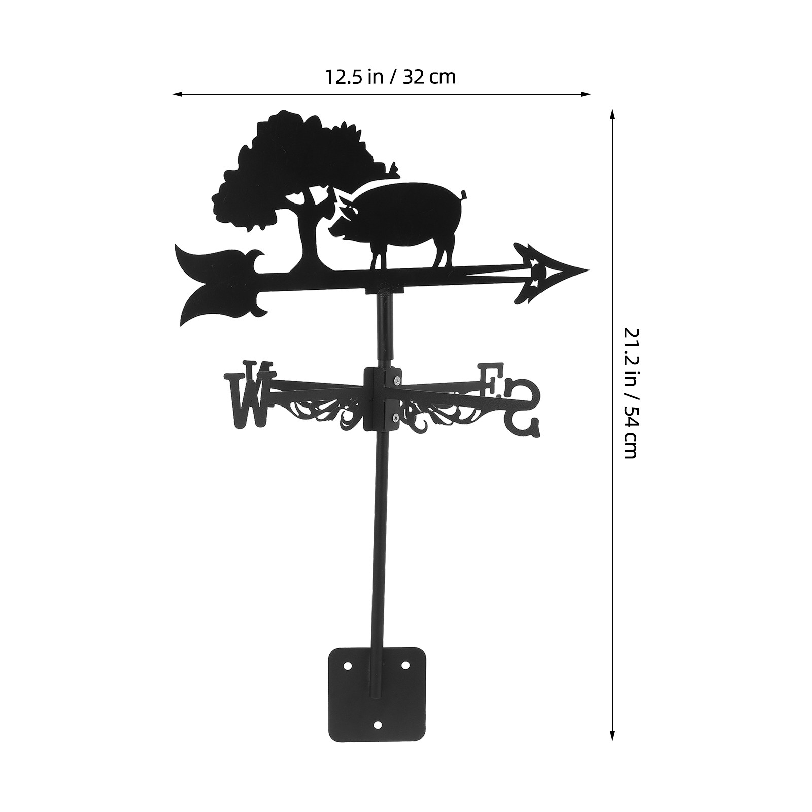 Pig Weathervane Iron Wind Vane - Gardening Yard Tools 评论和价格