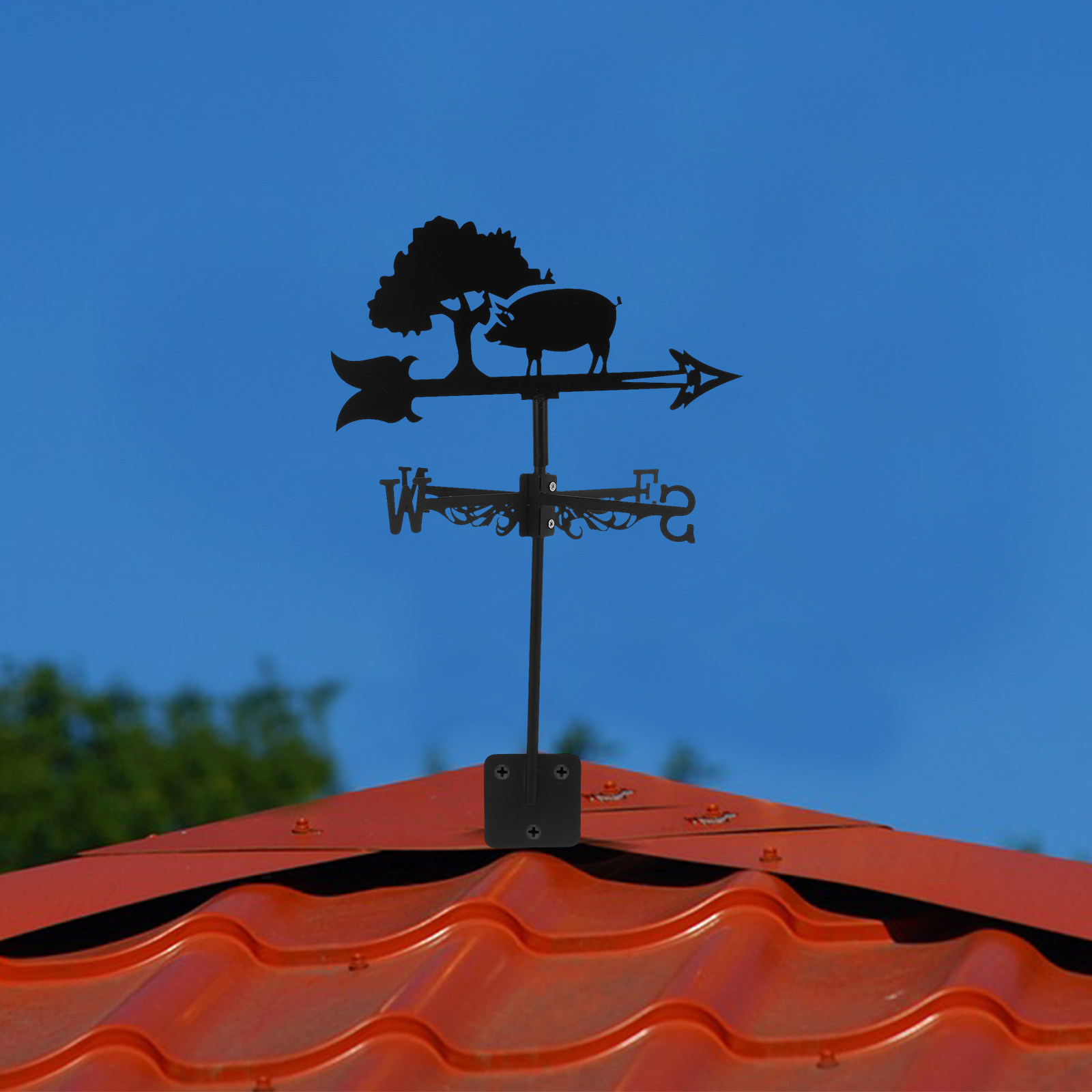 Pig Weathervane Iron Wind Vane - Gardening Yard Tools 评论和价格