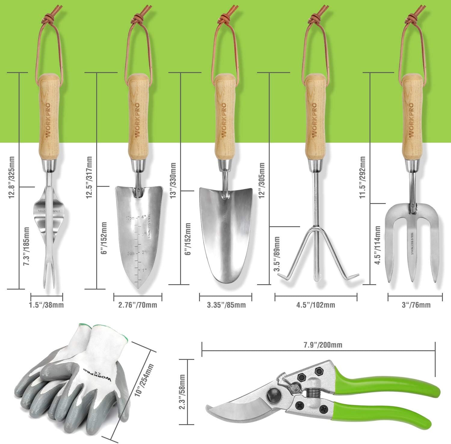 Garden Tools Set, 8 Piece Stai - Gardening Tools Wooden 评论和价格