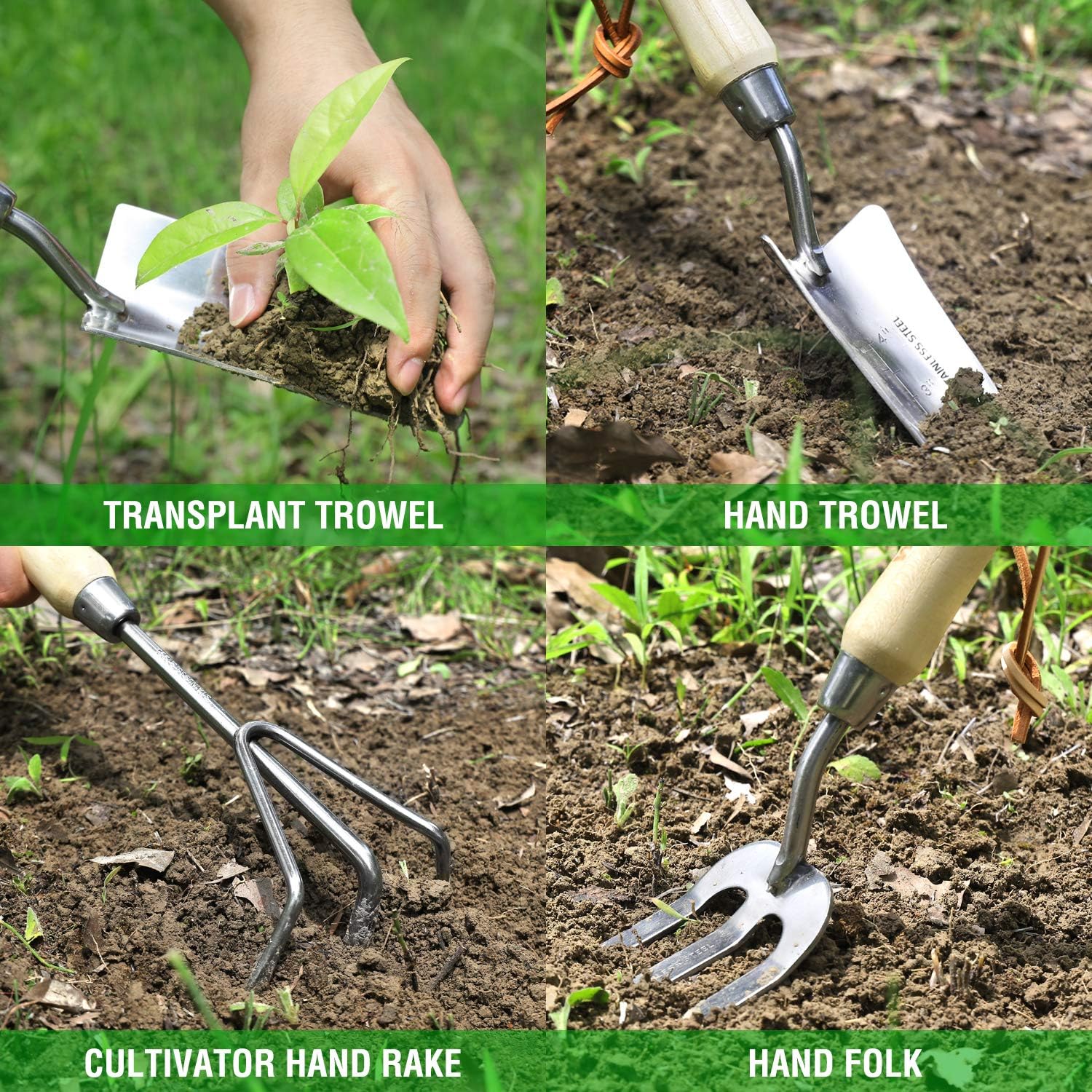 Garden Tools Set, 8 Piece Stai - Gardening Tools Wooden 评论和价格