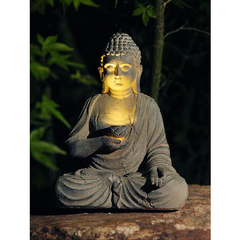 Resin Solar Buddha Statue Scul - Gardening Tools Store 评论和价格
