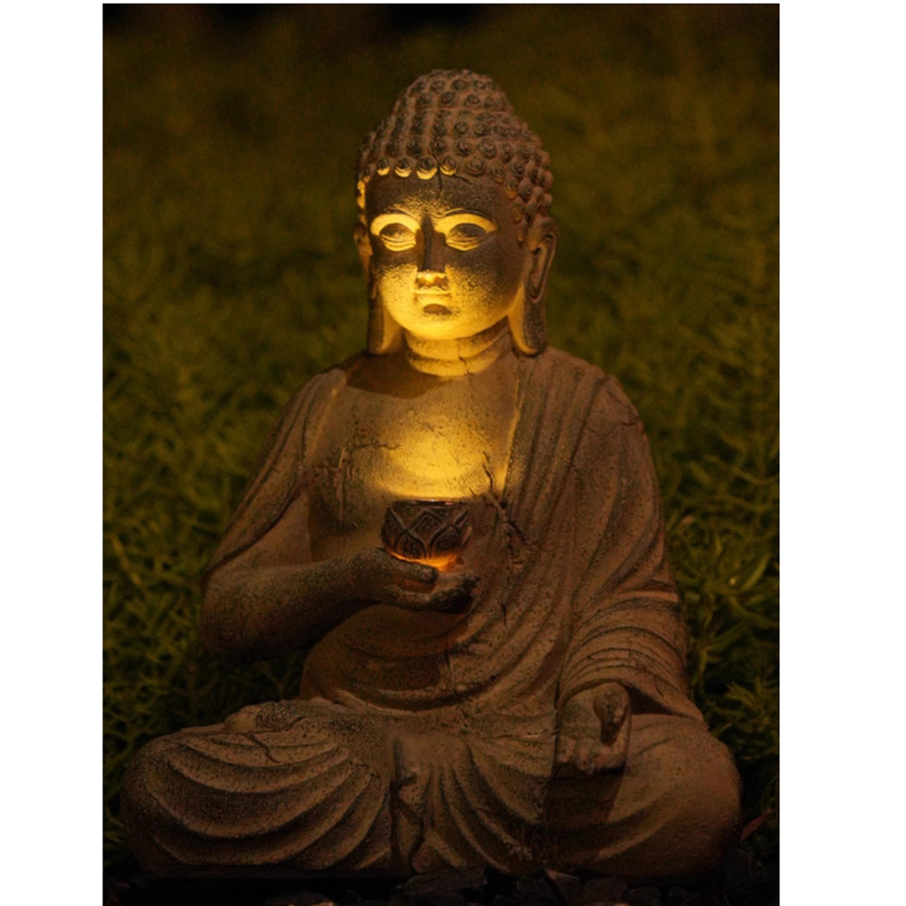 Resin Solar Buddha Statue Scul - Gardening Tools Store 评论和价格