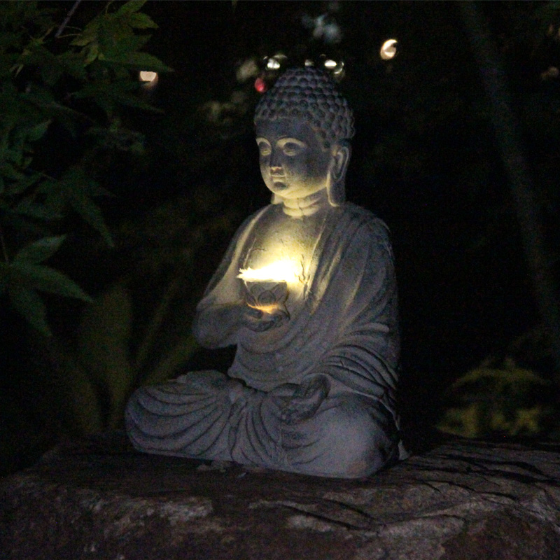 Resin Solar Buddha Statue Scul - Gardening Tools Store 评论和价格