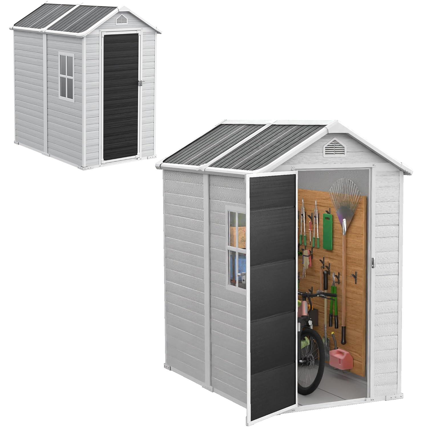 4x6 FT Plastic Storage Shed Wa - Gardening Tool 评论和价格