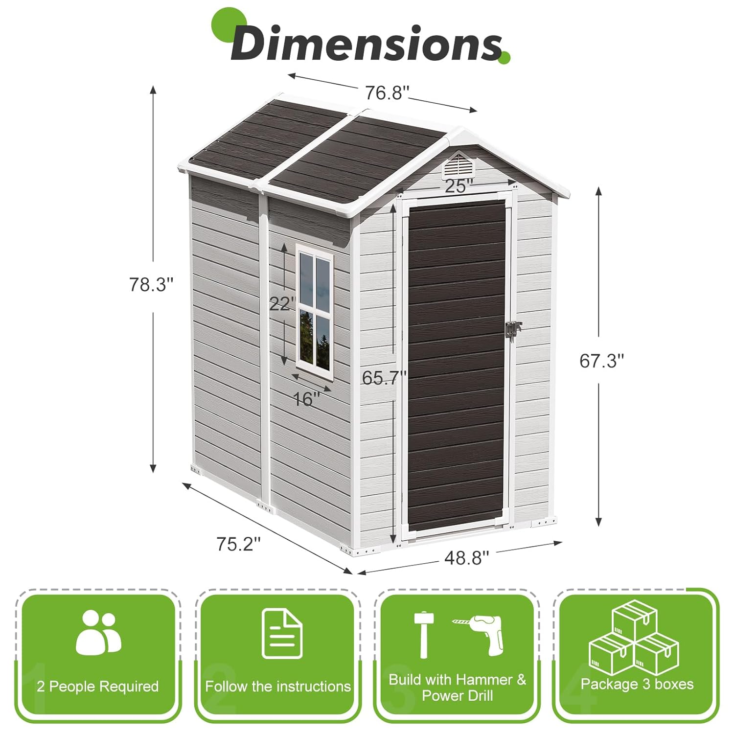 4x6 FT Plastic Storage Shed Wa - Gardening Tool 评论和价格