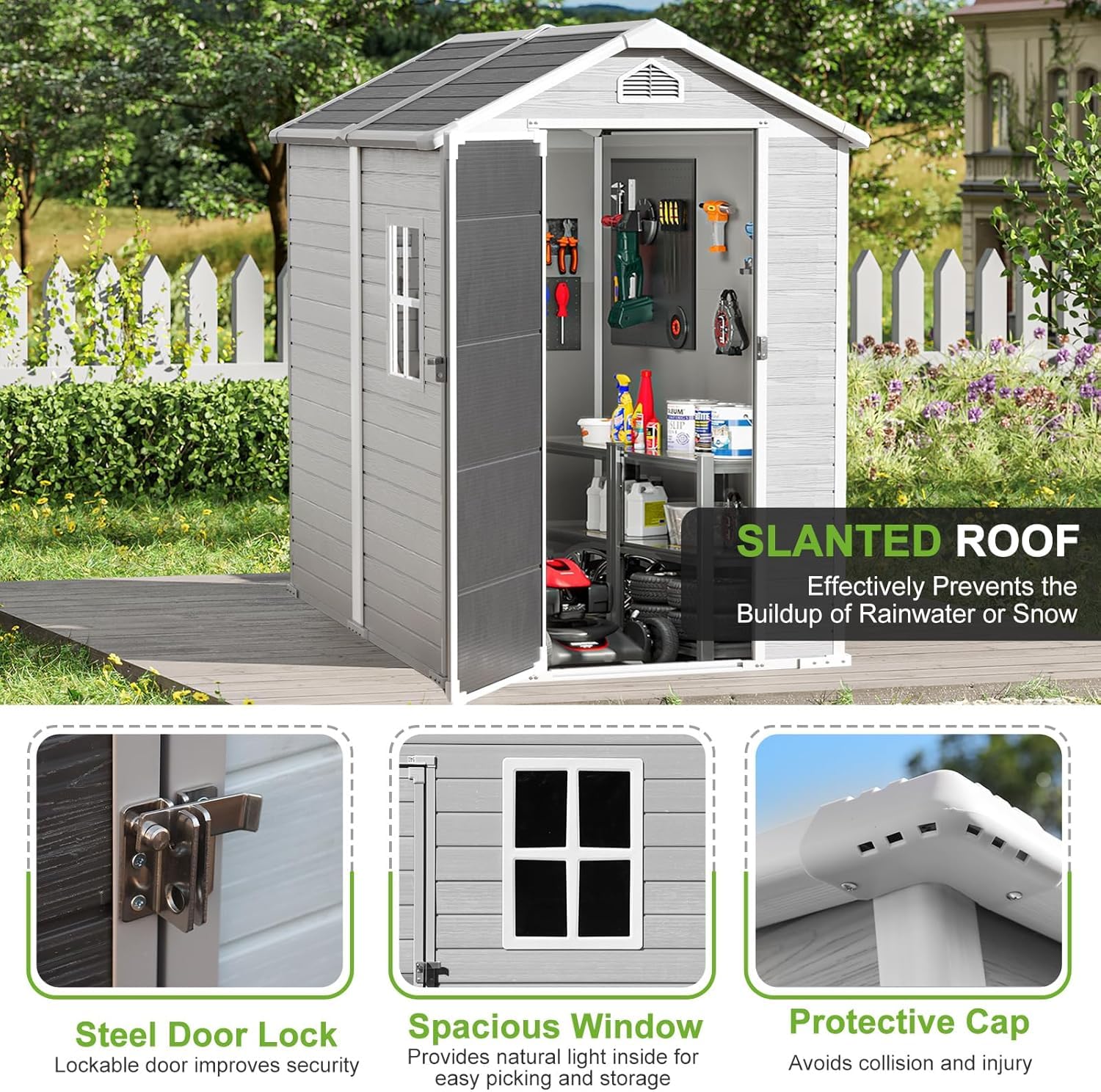 4x6 FT Plastic Storage Shed Wa - Gardening Tool 评论和价格