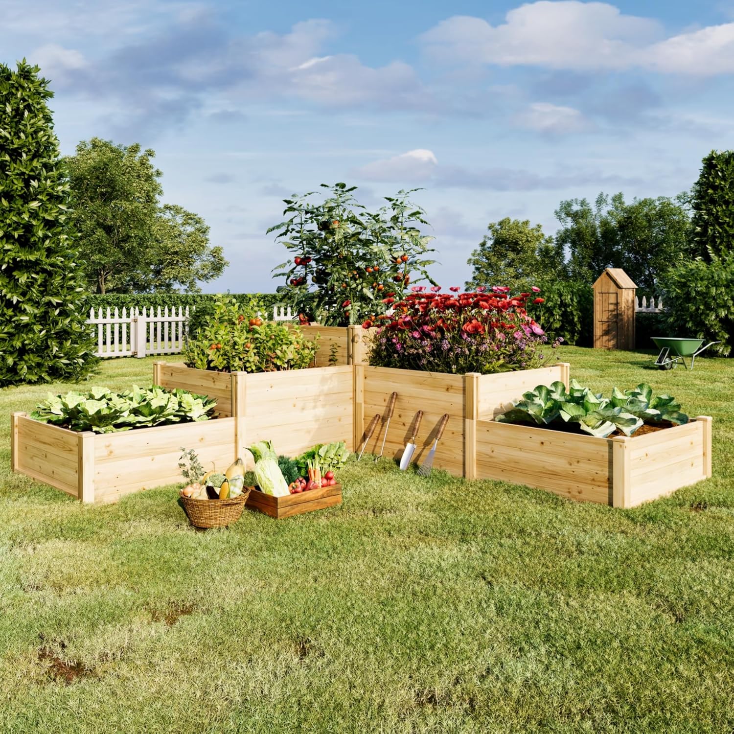 3 Tier Raised Garden Bed for O - Gardening Tools Wooden 评论和价格