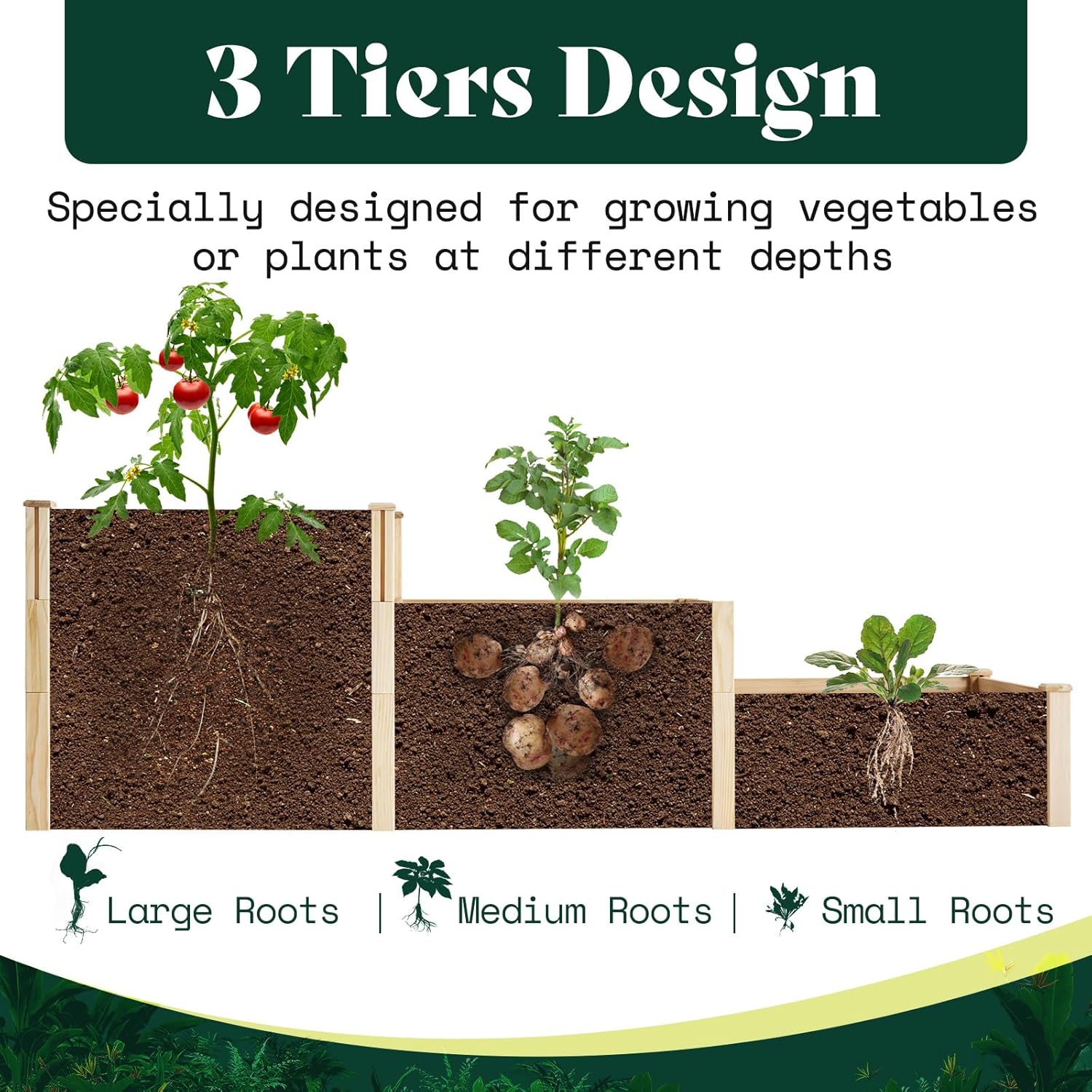 3 Tier Raised Garden Bed for O - Gardening Tools Wooden 评论和价格