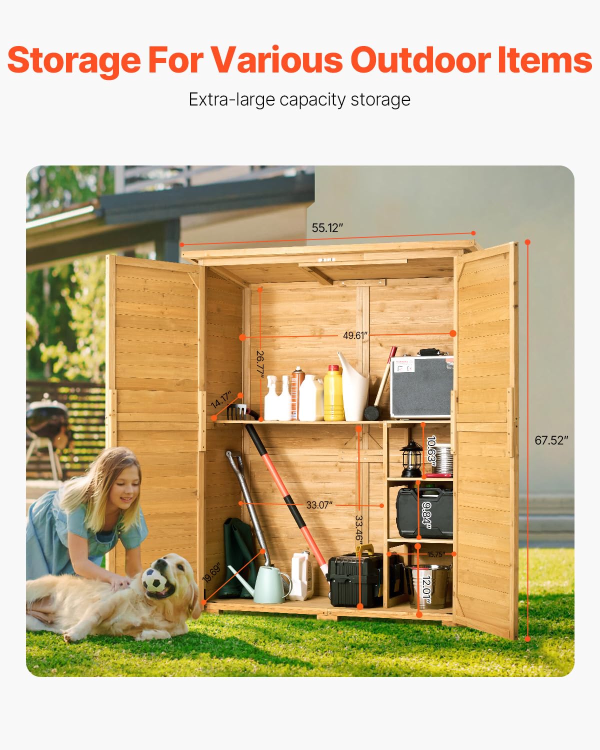 Large Wooden Outdoor Storage S - Gardening Tool 评论和价格