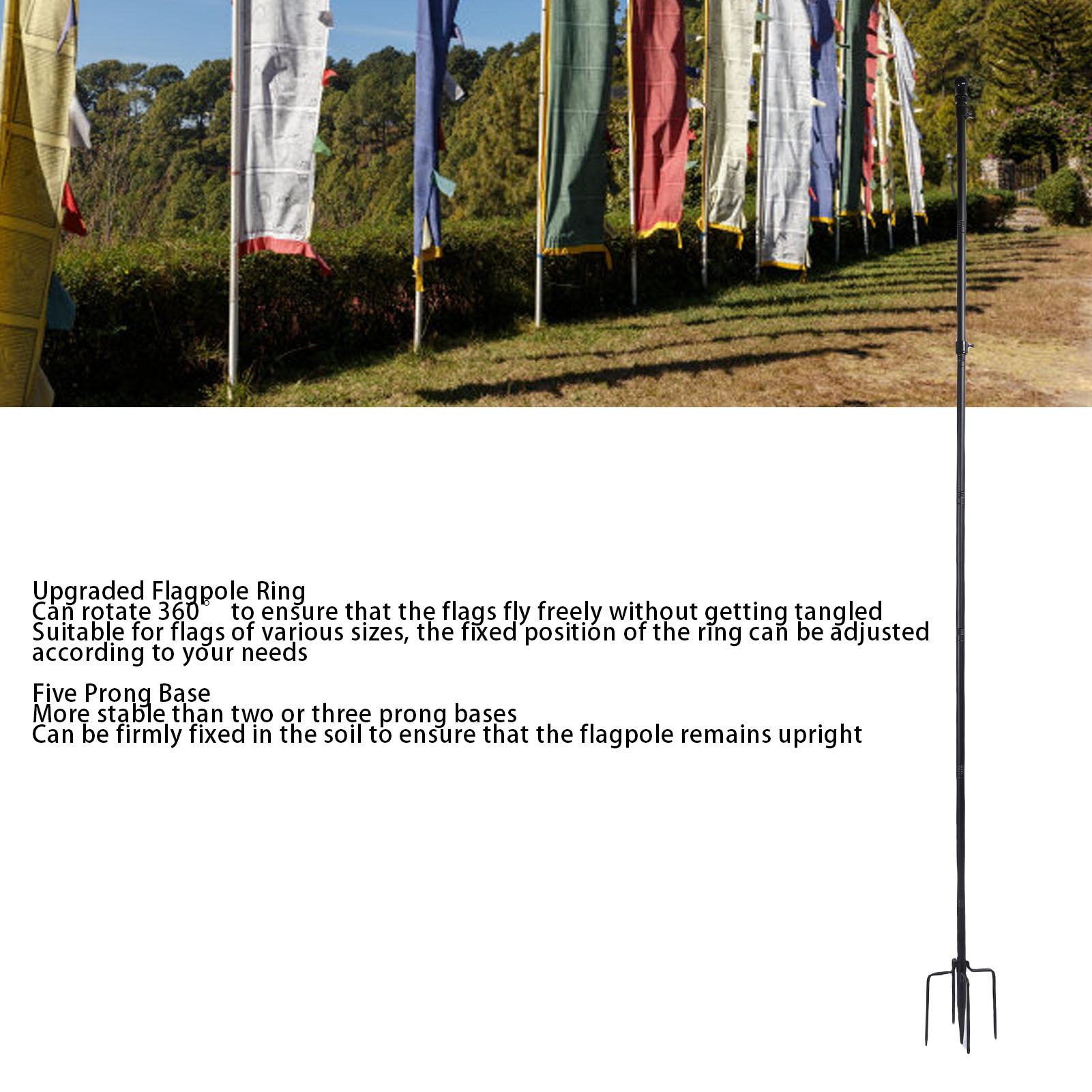10 FT Ground Garden Flag Pole  - Gardening Yard Tools 评论和价格