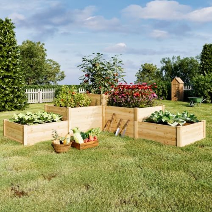 3-Tier Raised Garden Bed for O - Gardening Tools Wooden 评论和价格