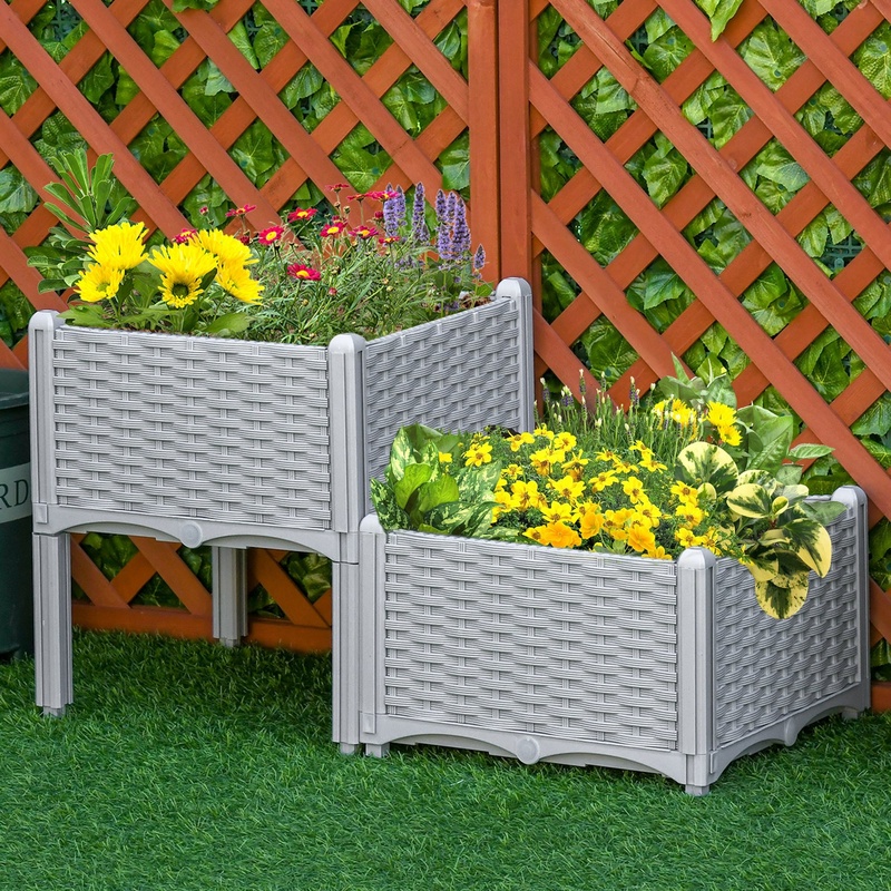 Outsunny 2-Piece Raised Garden - Self-Watering Planter 评论和价格