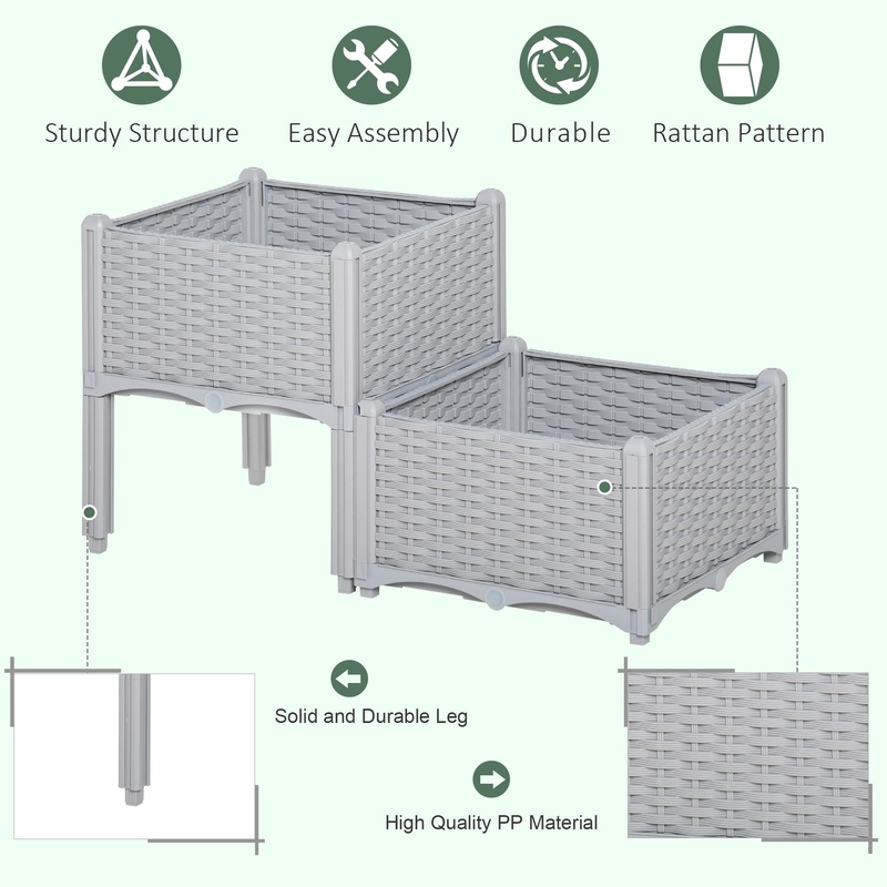 Outsunny 2-Piece Raised Garden - Self-Watering Planter 评论和价格