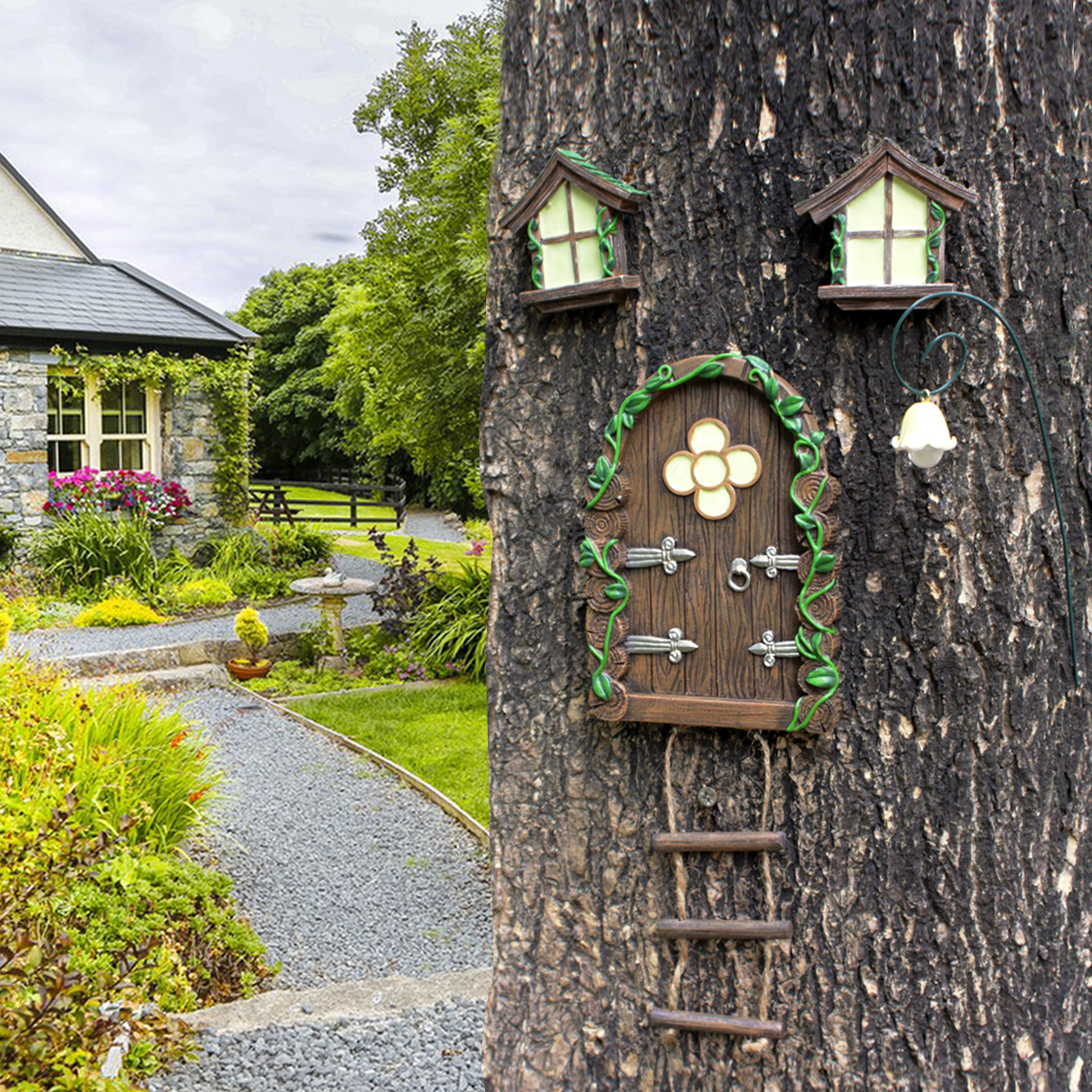 1 Set, Mini Fairy Tale Door De - Gardening Tools Store 评论和价格