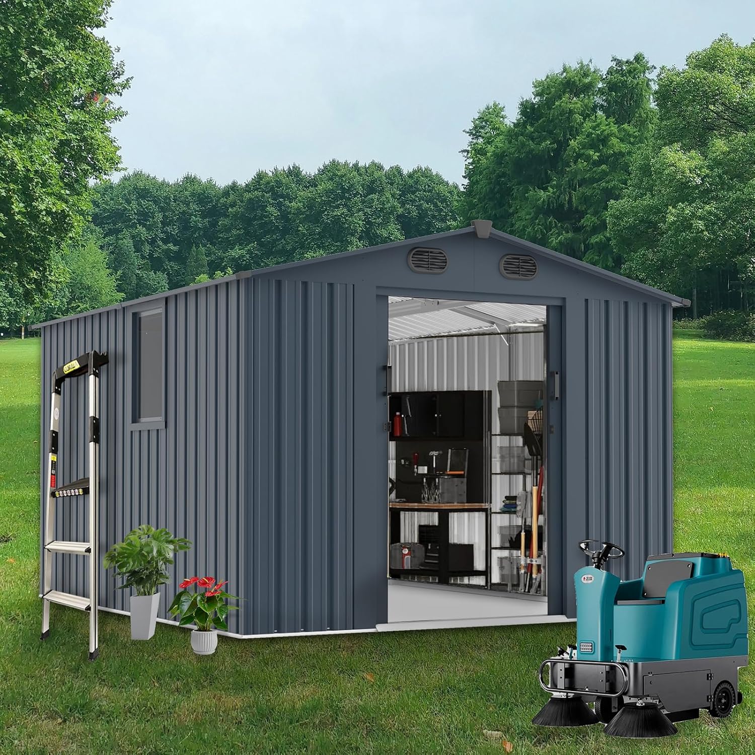 Outdoor Storage Shed 8x10 FT w - Gardening Tool 评论和价格