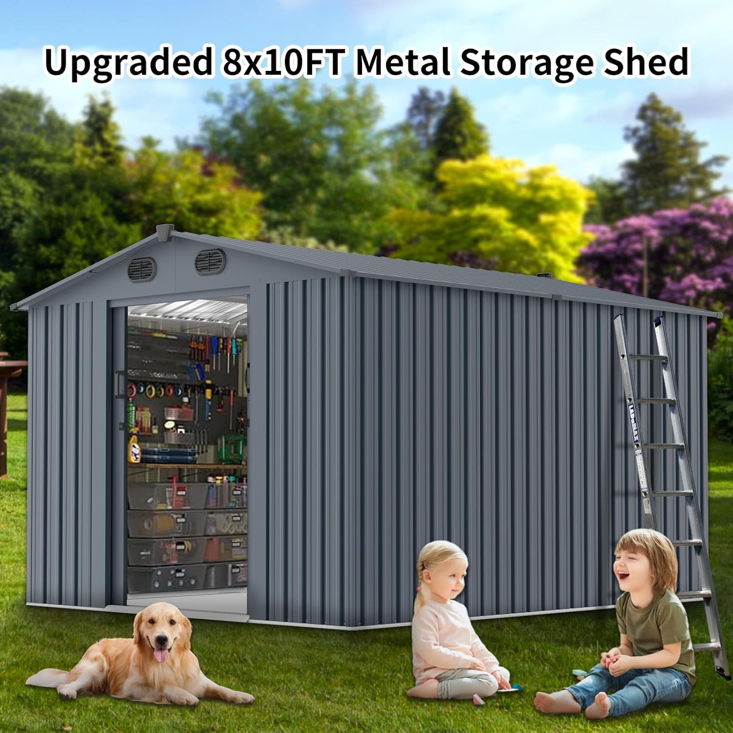 Outdoor Storage Shed 8x10 FT w - Gardening Tool 评论和价格