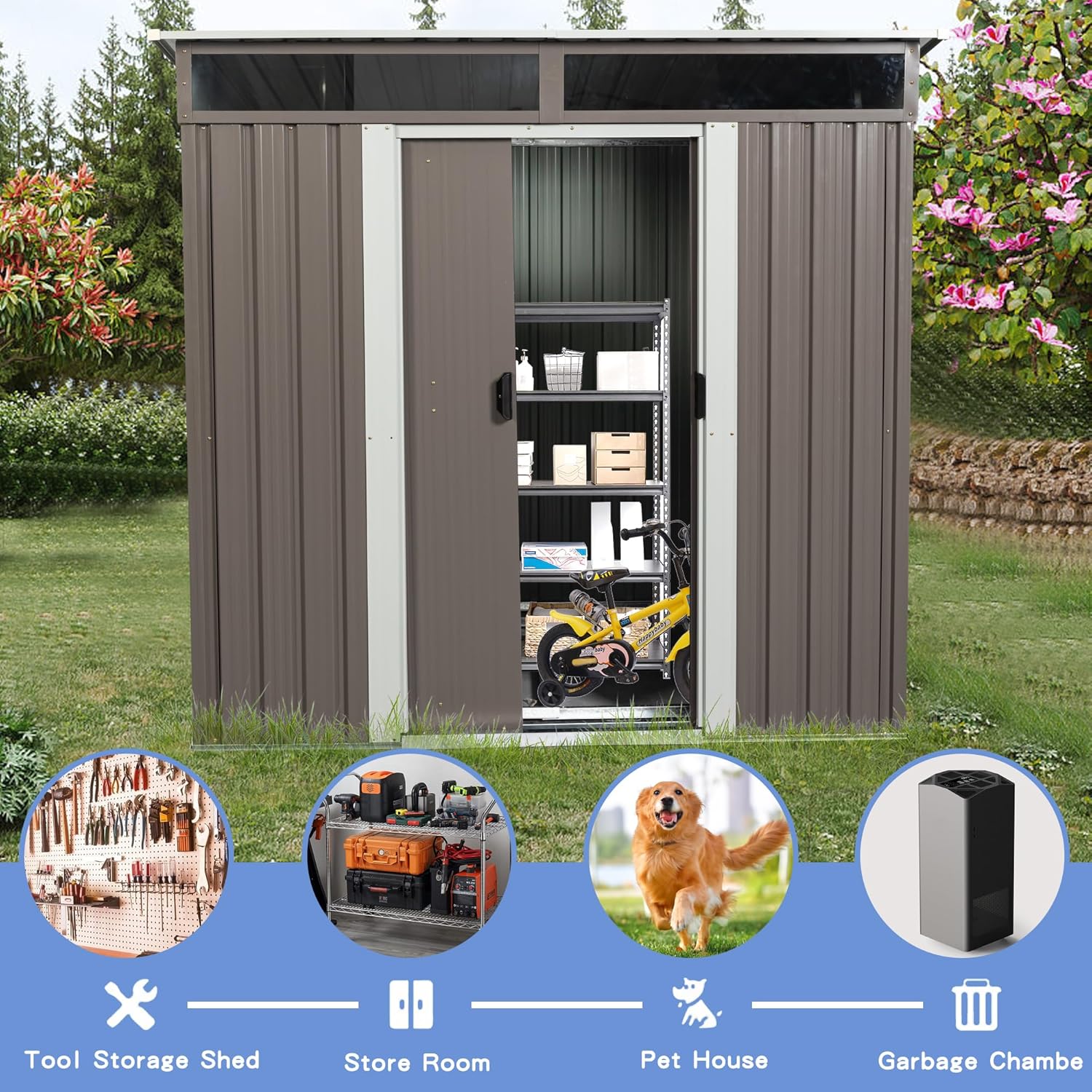 6X5 FT Outdoor Storage Shed, W - Gardening Tool 评论和价格