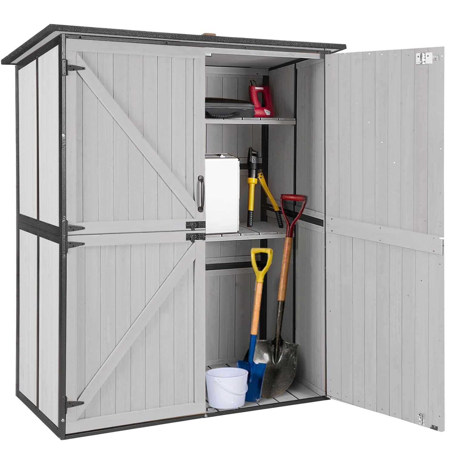 Outdoor Cabinet Storage Shed w - Gardening Tools Wooden 评论和价格