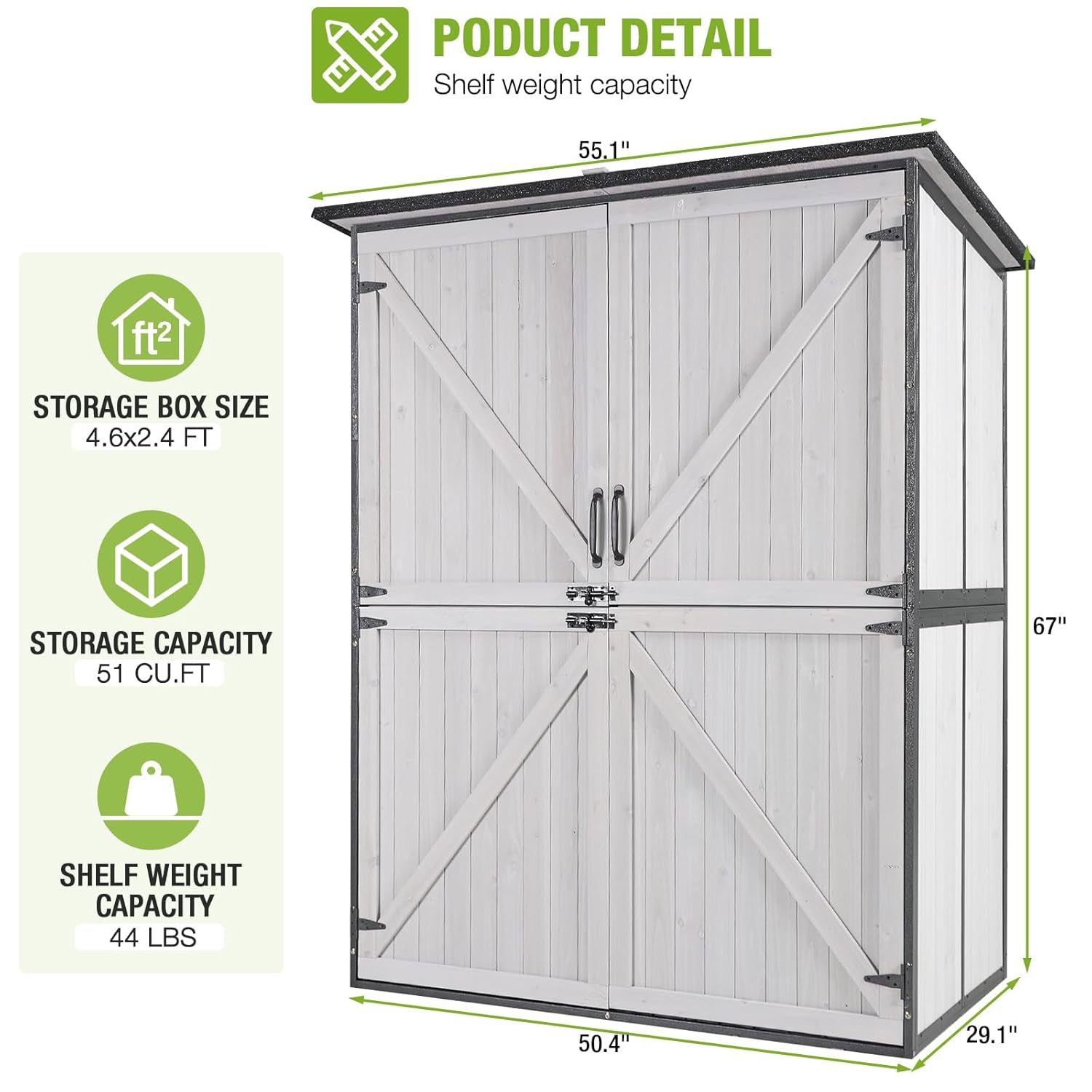 Outdoor Cabinet Storage Shed w - Gardening Tools Wooden 评论和价格