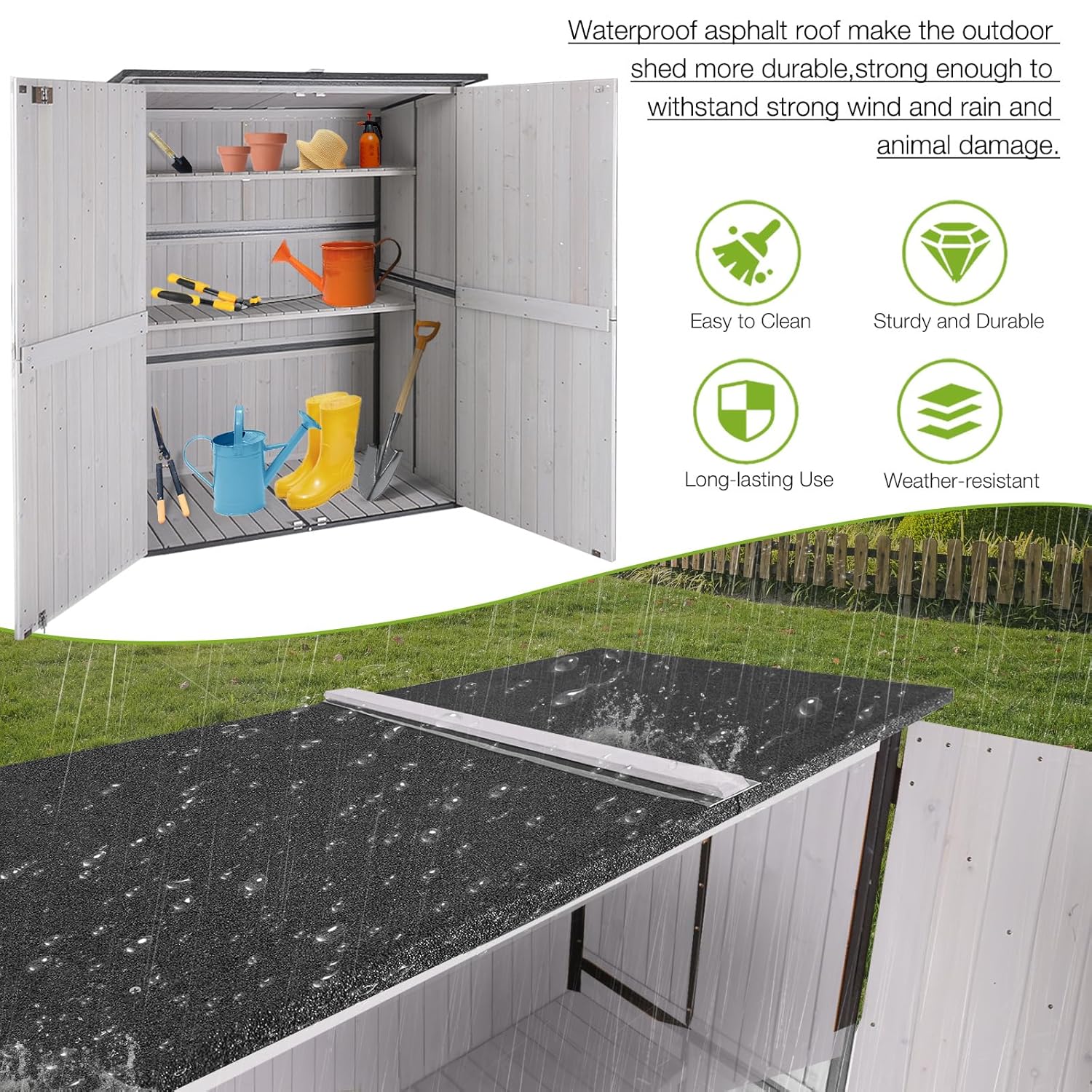 Outdoor Cabinet Storage Shed w - Gardening Tools Wooden 评论和价格