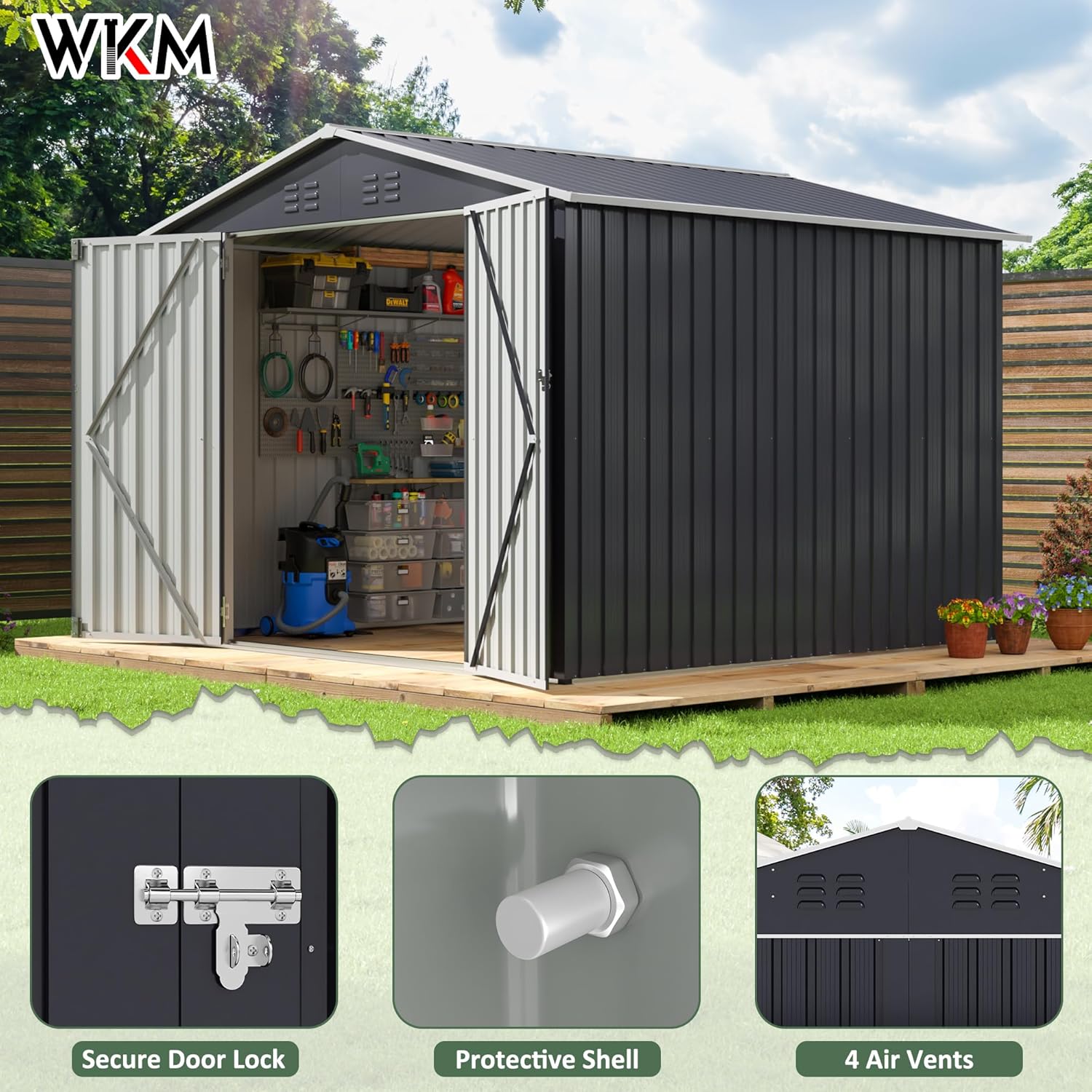 8x8 FT Outdoor Storage Shed, U - Gardening Tool 评论和价格
